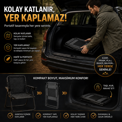 Nordveil™ Titan Kamp Sandalyesi | Çift Bardak Tutuculu