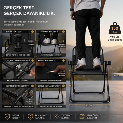 Nordveil™ Titan Kamp Sandalyesi | Çift Bardak Tutuculu