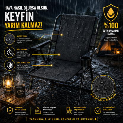 Nordveil™ Titan Kamp Sandalyesi | Çift Bardak Tutuculu