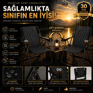 Nordveil™ Titan Kamp Sandalyesi | Çift Bardak Tutuculu