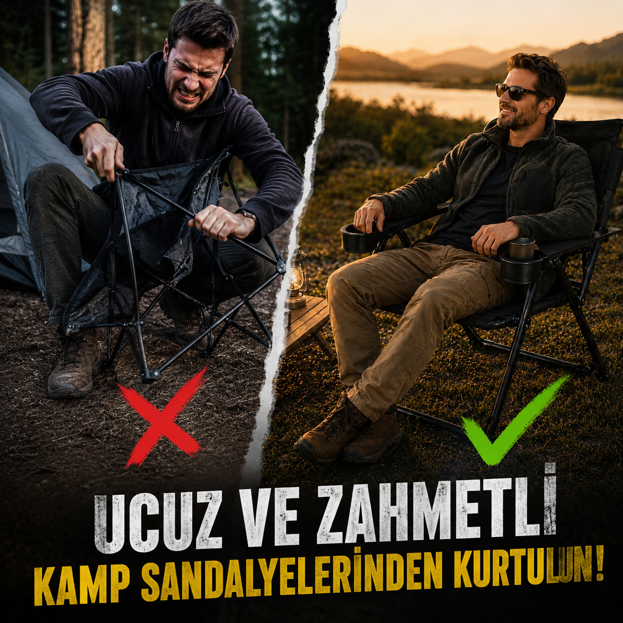 Nordveil™ Titan Kamp Sandalyesi | Çift Bardak Tutuculu