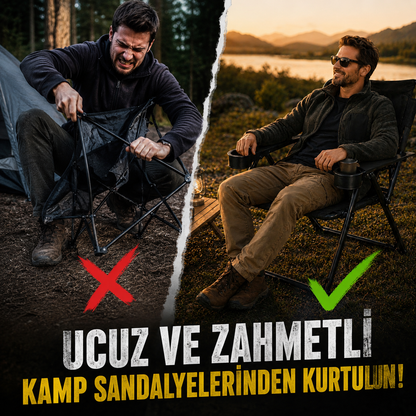 Nordveil™ Titan Kamp Sandalyesi | Çift Bardak Tutuculu